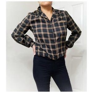 VINTAGE Cos Cob 70's plaid long sleeve blouse